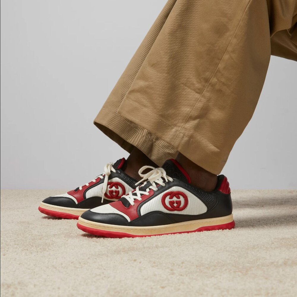 GUCCI SNEAKERS MENS MAC 80 EMBROIDERED SHOES w LOGO sz 7.5G US 8 - Picture 3 of 14